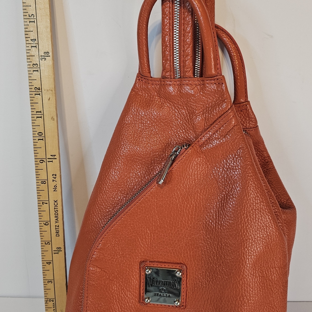 Womens Valentina Carrano Convertable Heavy Pbbled Leather Sling Backpack